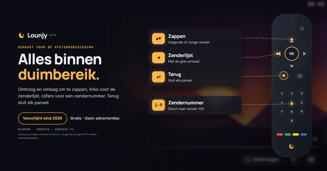Bediening van Lounjy met de afstandsbediening, downloaden als JPG