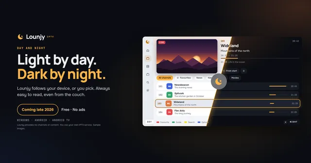 Lounjy in day mode and night mode, download as JPG