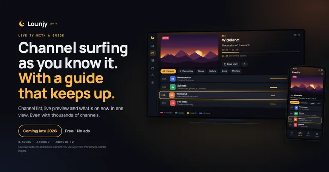 The Lounjy TV guide with sample channels, download as JPG